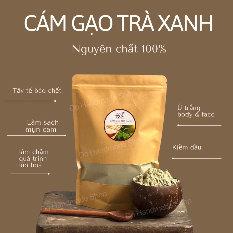 500g ; 1kg cám gạo trà xanh handmade thơm + sạch + mịn