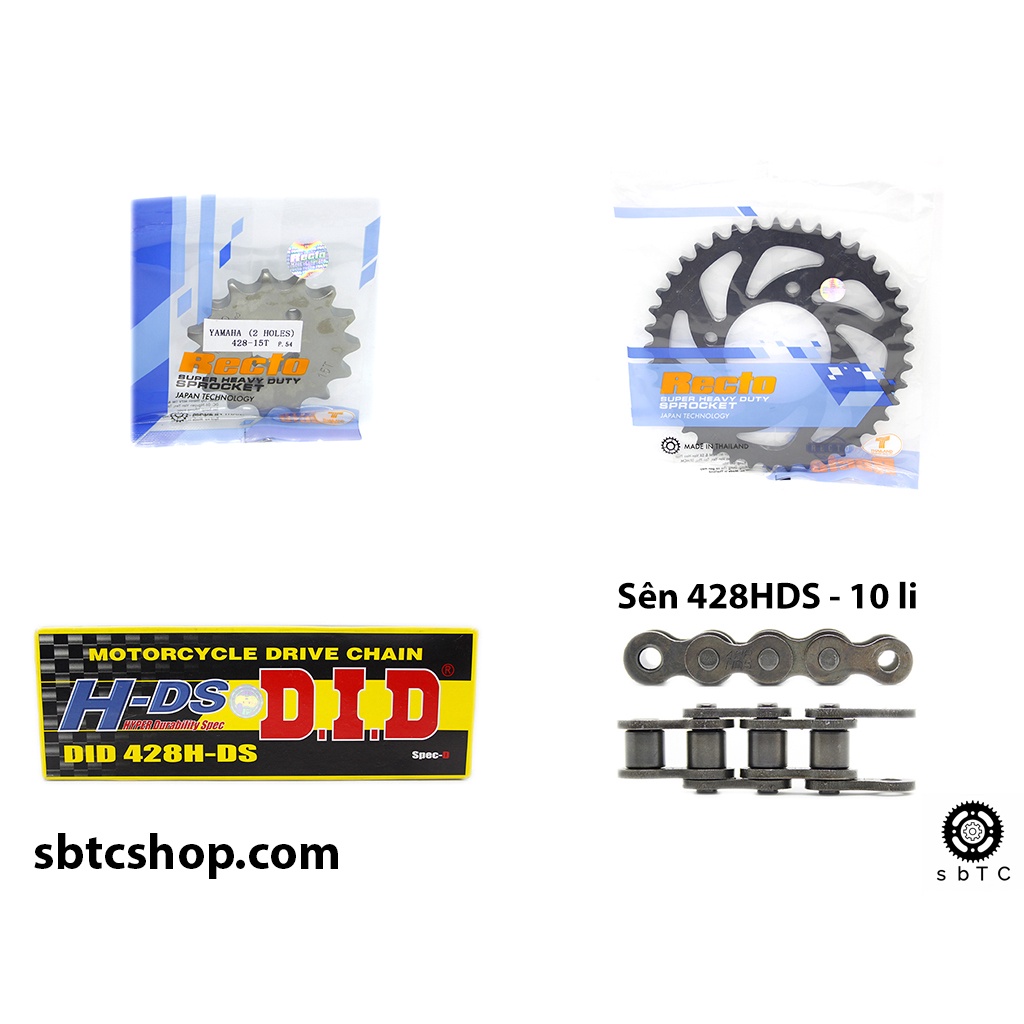 NSD Nhông dĩa RECTO sên DID đen 10 li ly SYM Husky 125 chính hãng Thái Lan
