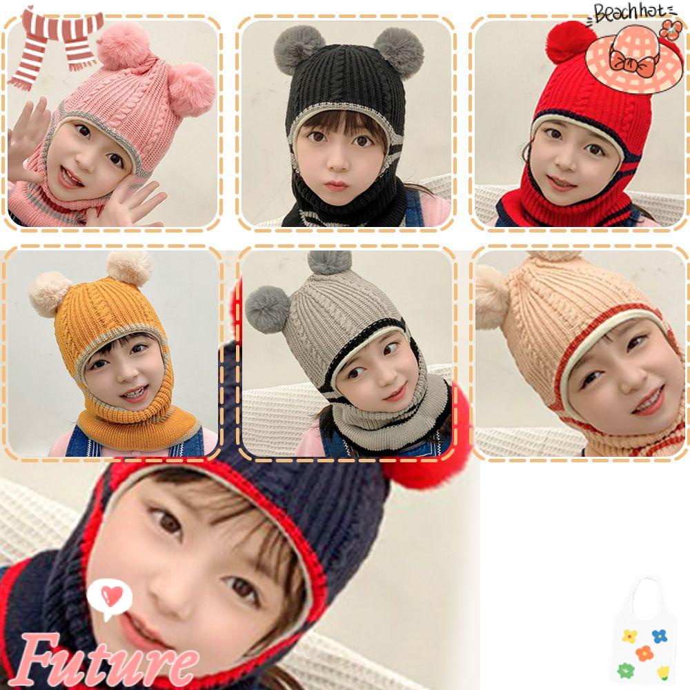 Mũ Len Trùm Đầu Kèm Khẩu Trang Giữ Ấm Mùa Đông Thiết Kế Dễ Thương Cho Bé