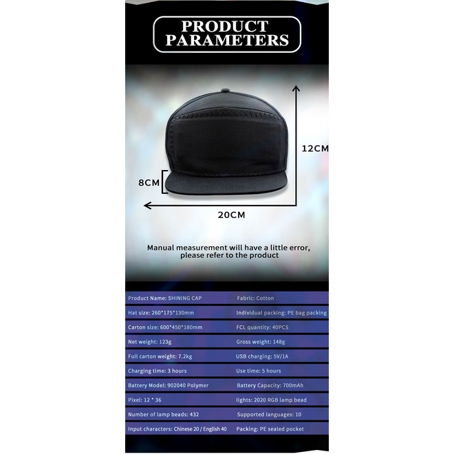 Mũ Quảng Cáo Có Đèn LED Kết Nối Bluetooth Sáng Tạo Trang Trí Tiệc