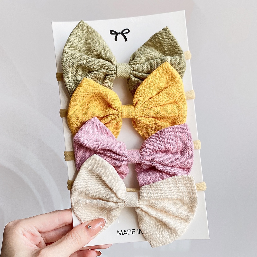 Set 4 Băng Đô Nơ Màu Sắc Xinh Xắn Cho Bé Gái