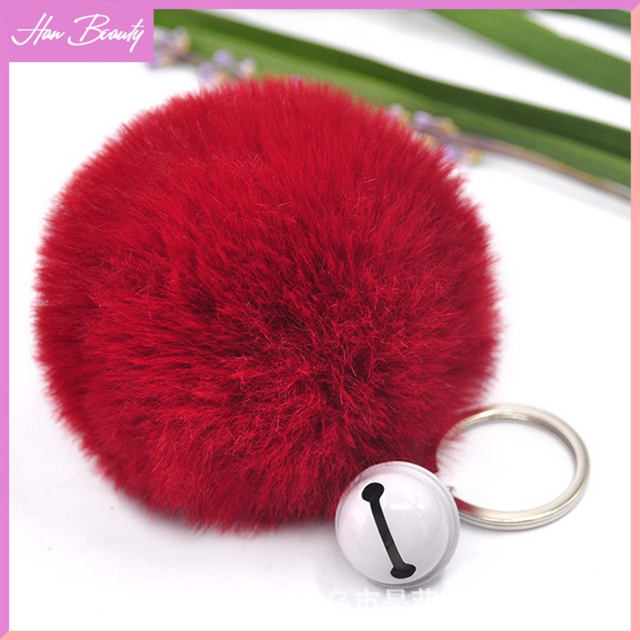 Móc Khóa Bông Xù Lông Tròn 8cm Mềm Mại Có Chuông Lục Lạc Treo Túi Xách Balo Chìa Khóa hanbeauty