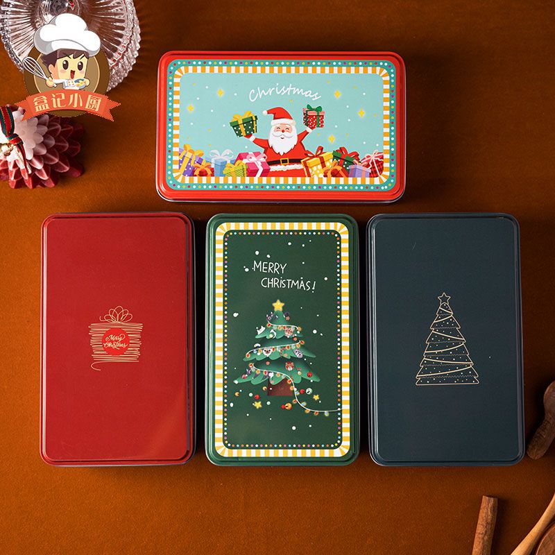 Christmas Tin Box Gift Box New Biscuit Gift Box Creative Rectangle Tinplate Box Candy Box Packaging 