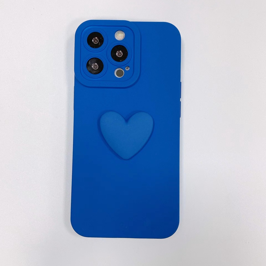 Ốp Điện Thoại Silicon Dẻo Viền Thẳng Họa Tiết Trái Tim 3D Kiểu Hàn Quốc Cho iPhone 14 13 11 12 Pro Max 7 8 Plus SE 2020