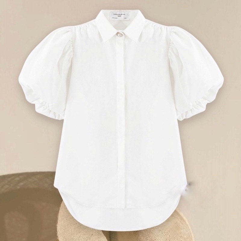 Áo sơ mi trắng croptop tay bồng tiểu thư /Kemstudio