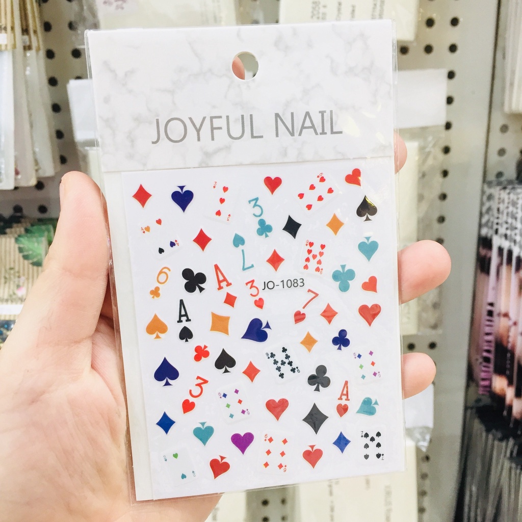Sticker dán móng, nail sticker thương hiệu, sticker bướm, lá bài nhiều mẫu xinh xắn, dụng cụ làm móng