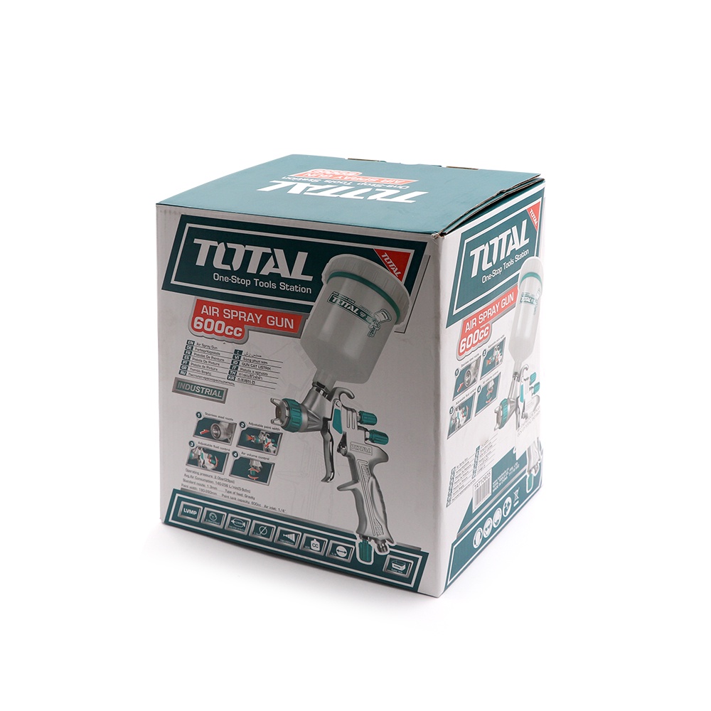 Súng phun sơn 600cc TOTAL TAT10605 chuyên phun sơn xe sơn nền bóng Đầu phun tiêu chuẩn 1.3mm