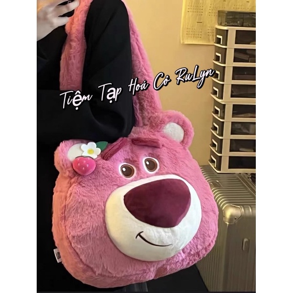 Túi Xách gấu dâu Lotso Lông Siêu Mịn, Siêu Dễ Thương, Màu Hồng Lovely Thời Trang | BigBuy360 - bigbuy360.vn