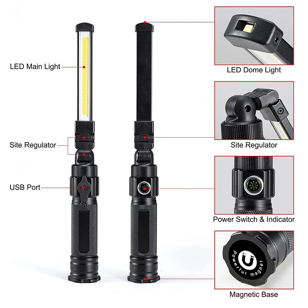 Đèn Pin Cầm Tay Đèn pin siêu sáng COB LED Đèn Làm Việc 360° Đèn pha Đèn pin sạc