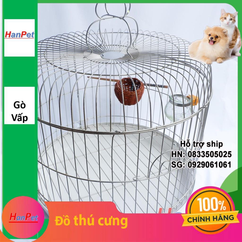 Hanpet.GV- Lồng Cu gáy Chất liệu 100% inox không gỉ sét (- long chim inox) tặng áo lồng và máng ăn/