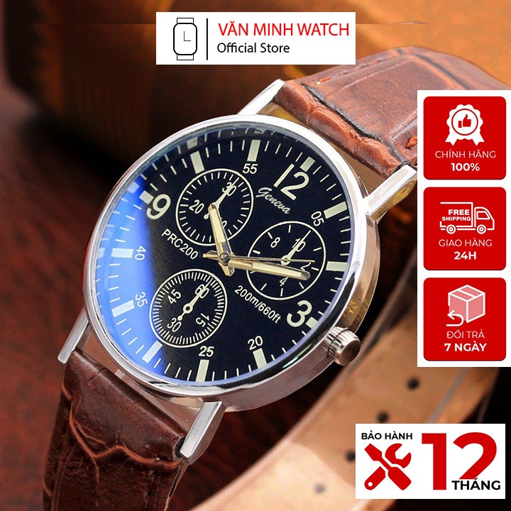 Đồng Hồ Đeo Tay Nam Geneva A027 Dây Da Giá Rẻ, Đồng Hồ Thời Trang Nam Mặt Siêu Mỏng Phong Cách Lịch Lãm Chạy 3 Kim