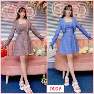 D097 - ĐẦM DỰ TIỆC, ĐI CHƠI, ĐẦM THIẾT KẾ 2 SET VEST PHONG CÁCH HÀN QUỐC VỚI TONE MÀU XINH XẮN (D097)