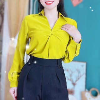 Áo sơ mi lụa công sở nữ kiểu xoắn ngực CHUU A9001.8226