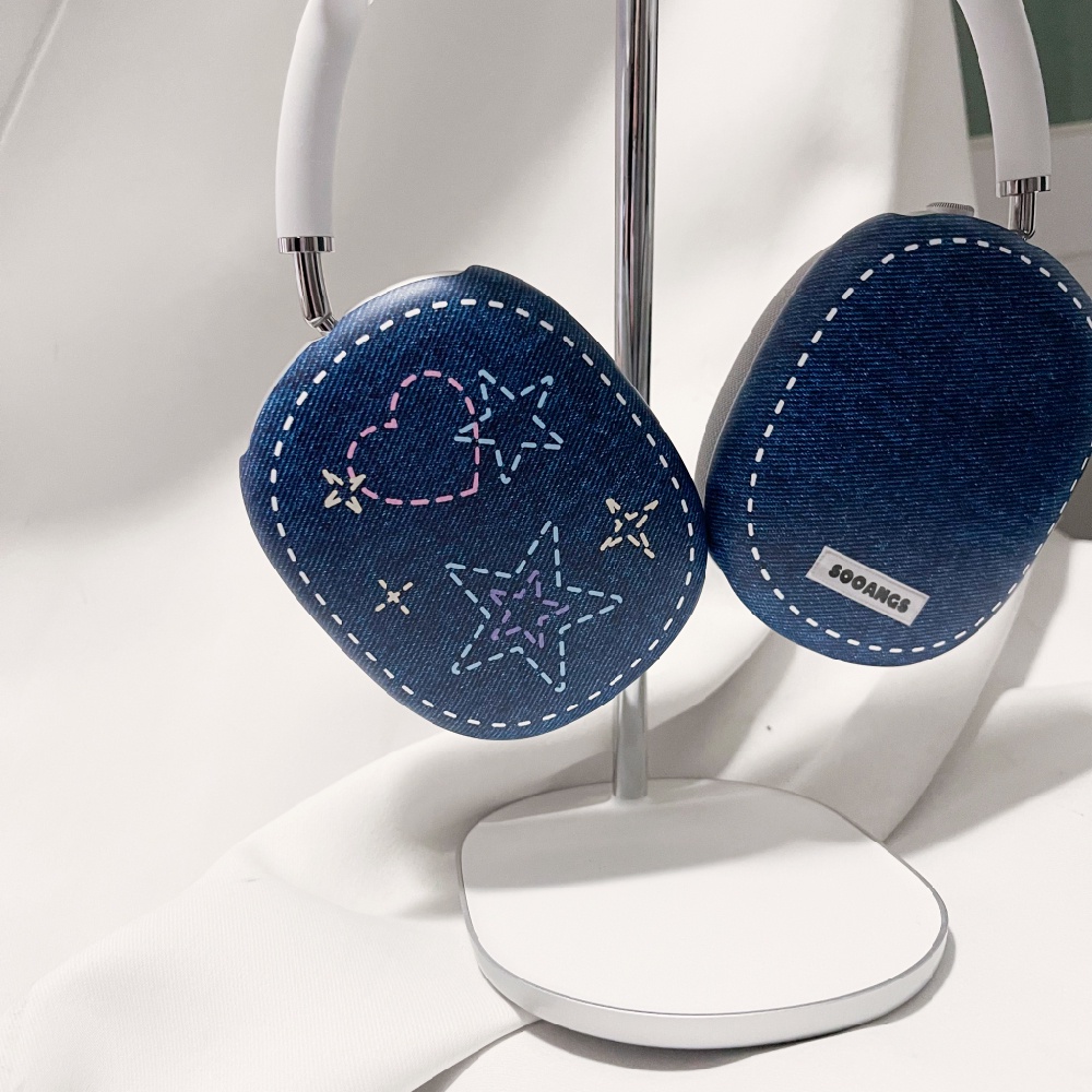 Vỏ Bảo Vệ Hộp Sạc Tai Nghe Airpods Max Chất Liệu Denim Cứng Phong Cách Hàn Quốc