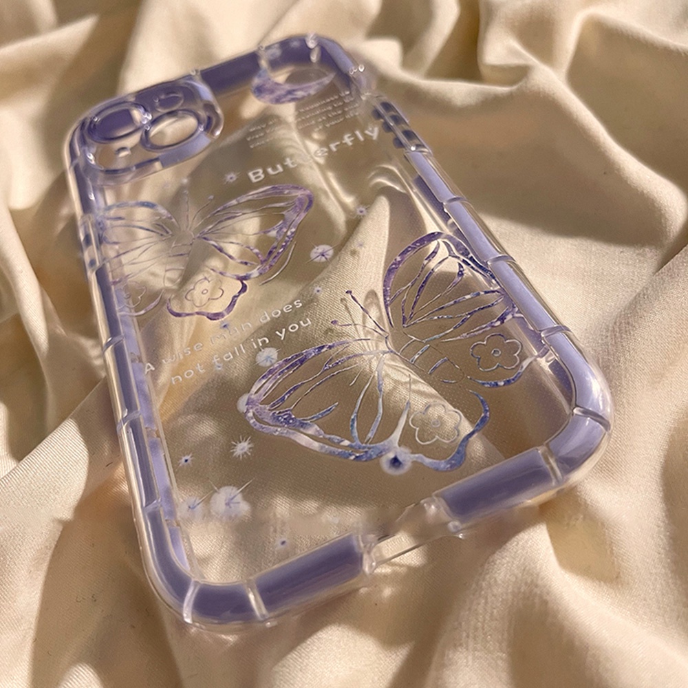 Ốp Điện Thoại TPU Mềm Chống Rơi Họa Tiết Bướm Dạ Quang Cho IPhone 11 12 13 14 Pro Max 14 Plus