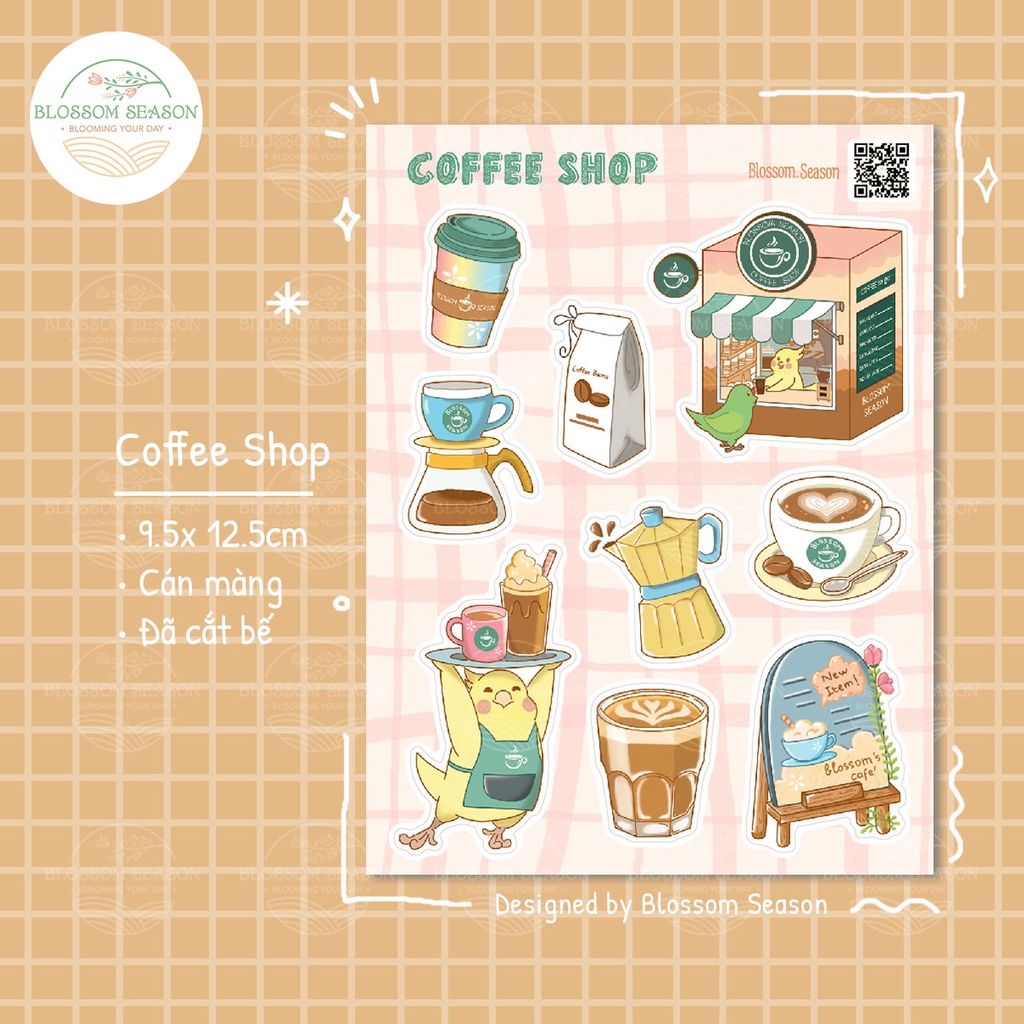[STICKER] - Nhãn dán chủ đề Coffee shop | Blossom Season