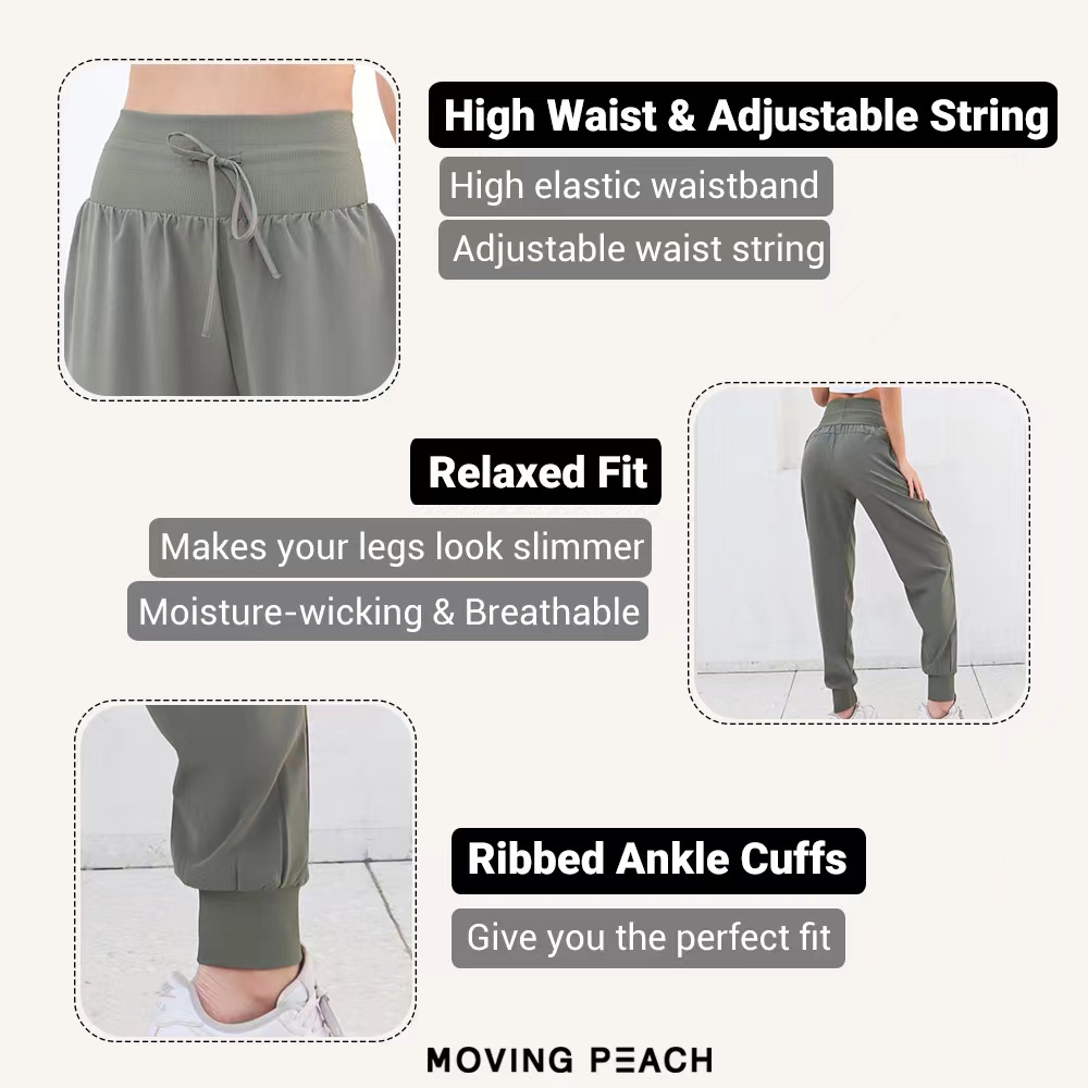 MOVING PEACH Quần Jogger Thể Thao Lưng Cao In Họa Tiết Quả Đào Có Size S-XL Cho Nữ DLD