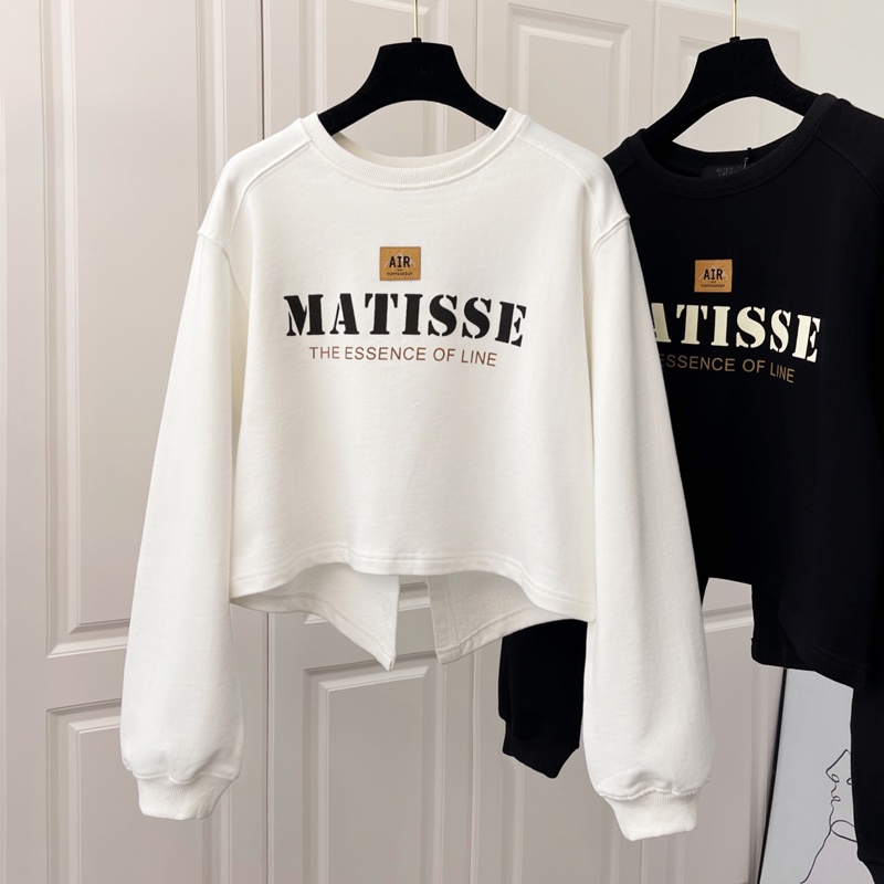 NRVP Áo kiểu phong cách thể thao tay dài có in chữ thời trang cho nữ