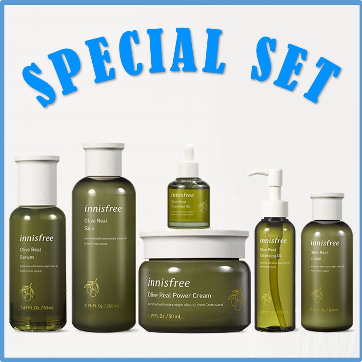 Bộ Kem Dưỡng Da Chiết Xuất Ô Liu innisfree (Lotion, Dầu Ô Liu, Làm Sạch Da Hiệu Quả