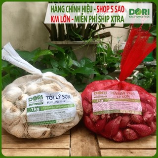 Combo#1 hành tím lý sơn 1kg + 1kg tỏi lý sơn dori trồng tại đảo lý sơn, cam kết xuất xứ lý sơn