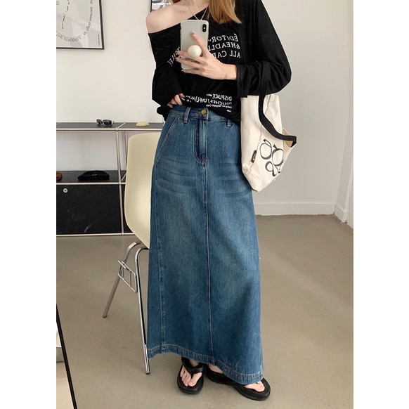 Chân váy denim dài 92cm