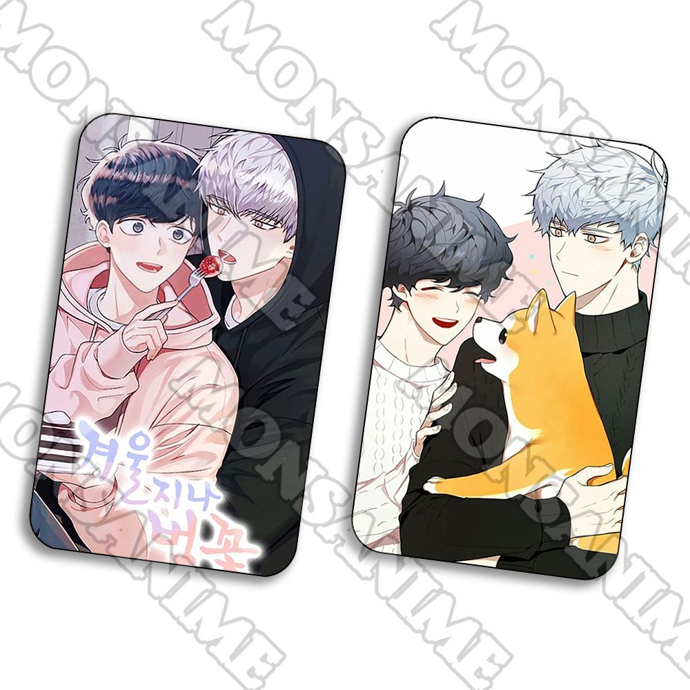Ảnh card bo góc in hình MÙA XUÂN HOA NỞ ver ĂN BÁNH KEM BL manhua thẻ bo viền 5*8cm anime chibi
