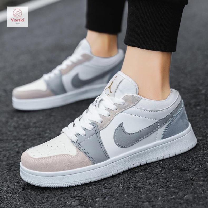 Giày thể thao jordan xám xanh paris ,Giày jd low 1 cổ thấp xám gót xanh nam nữ đầy đủ phụ kiện bill box *