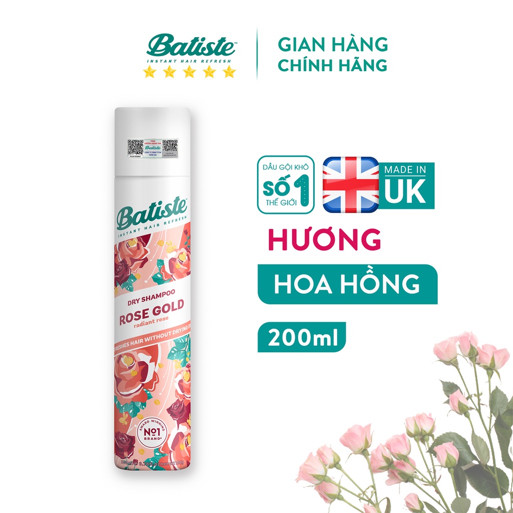 Batiste Dry Shampoo Dầu gội đầu khô Rose Gold UK (200ml)