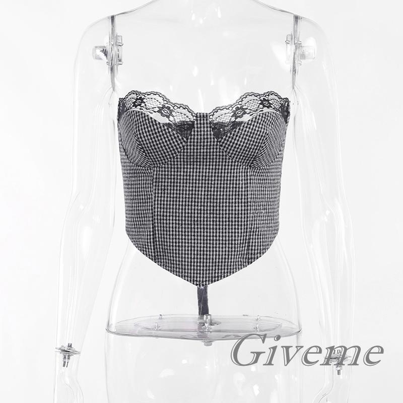 Áo Lửng Cúp Ngực Phối Ren Thời Trang Cho Nữ