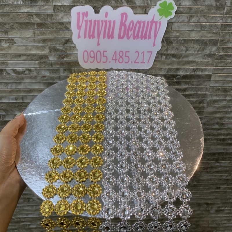1 hàng dây đá hoa thị, hoa mai cuộn kim sa trang trí oản tài lộc, oản thờ, làm handmade, phụ kiện trang trí