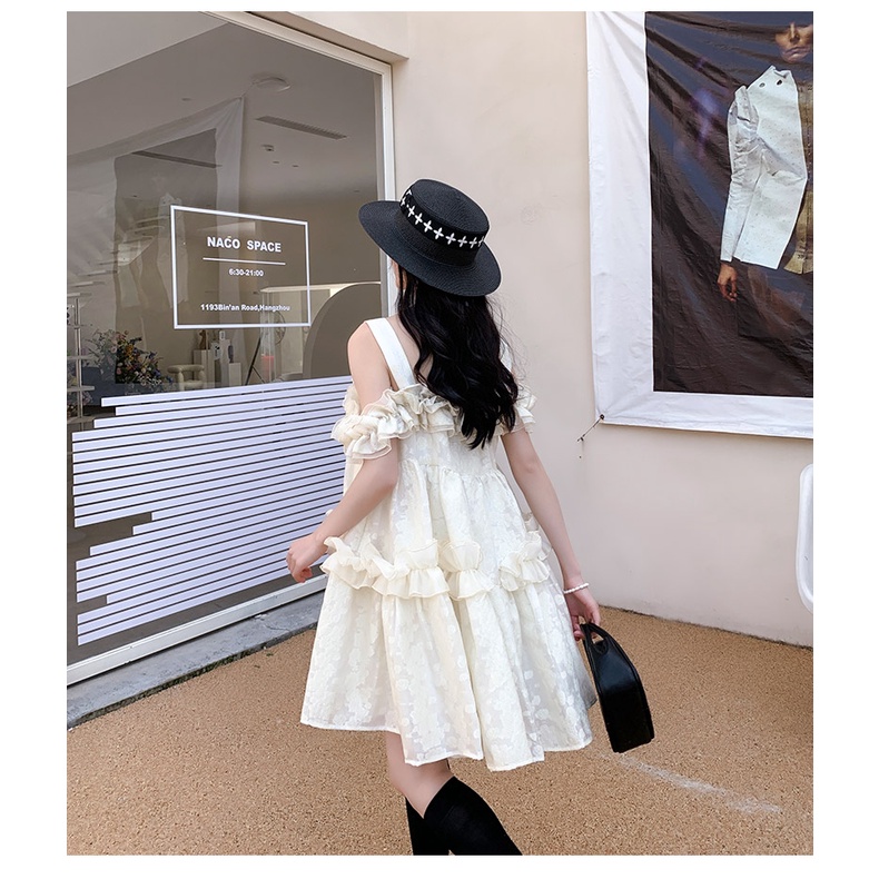 Đầm Trắng Công Chúa V042 2 tầng hở vai 2 dây dáng xòe Váy ngắn thiết kế trễ vai sang trọng Vintage Tiểu Thư