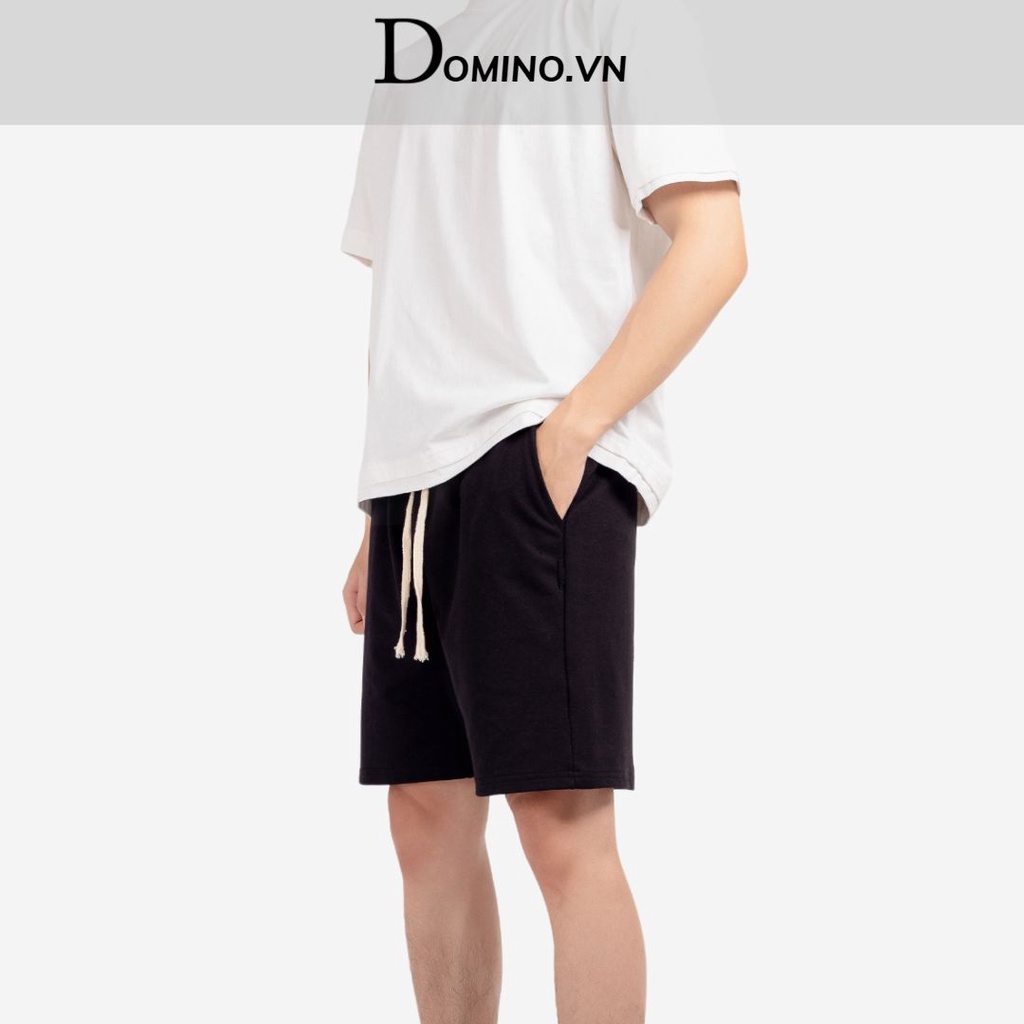 Quần short nỉ nam nữ DOMINO OFFICIAL chất liệu nỉ da cá dày dặn from dáng basic Hàn Quốc