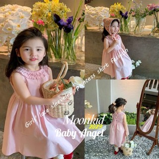 Váy đầm bé gái-Cổ bèo thắt nơ sau lưng siêu đẹp