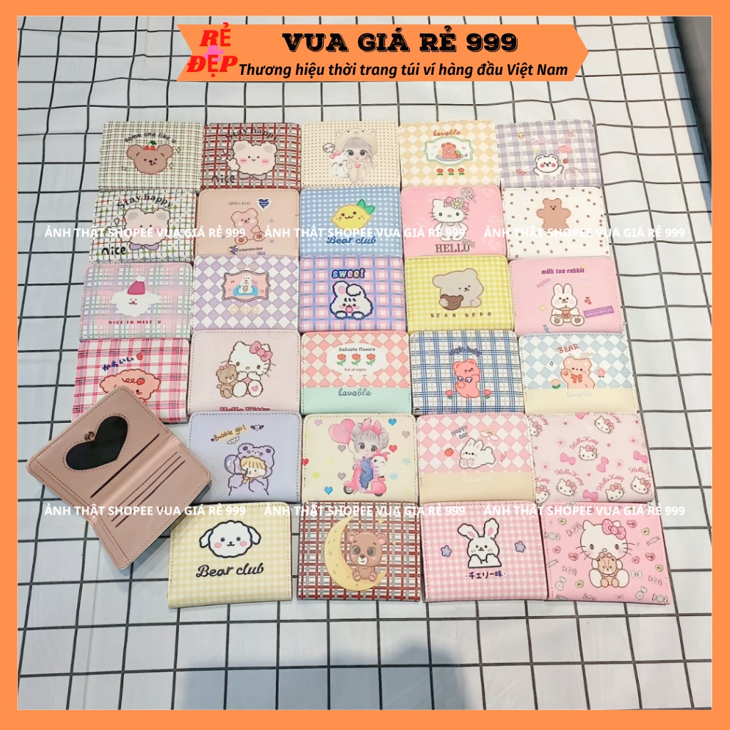 Ví nữ ngắn gập 2 mini cute cầm tay nhiều ngăn giá rẻ nhỏ gọn bỏ túi thời trang hàn quốc VN300