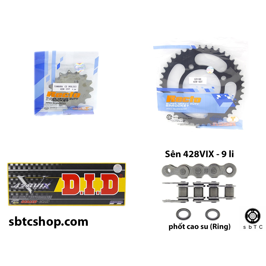 NSD Nhông dĩa Recto sên TFX DID phốt cao su Suzuki GZ150 chính hãng