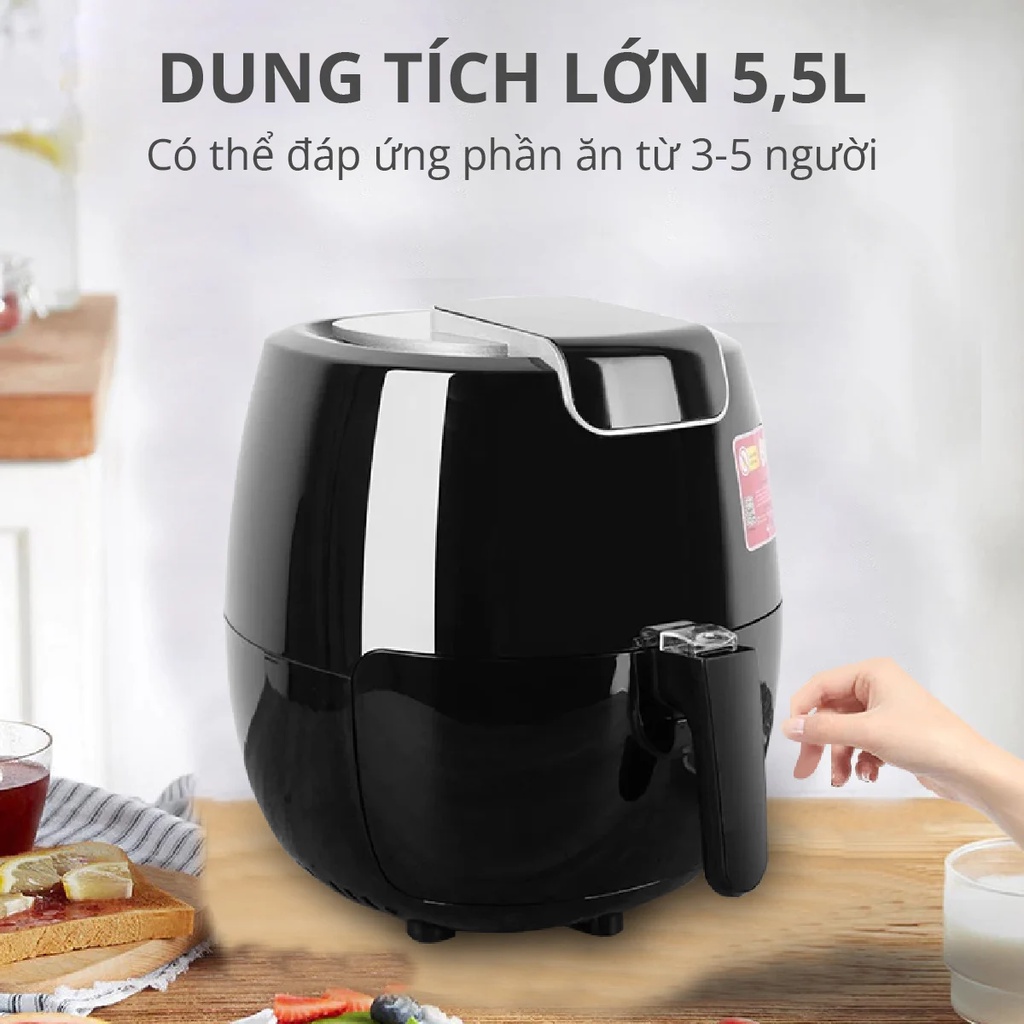 Nồi chiên không dầu điện tử Mishio MK165 9L (5.5L) – Màu đen