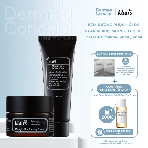 Kem dưỡng Dear Klairs Midnight Blue Calming Cream làm dịu, phục hồi da 30ml/60ml