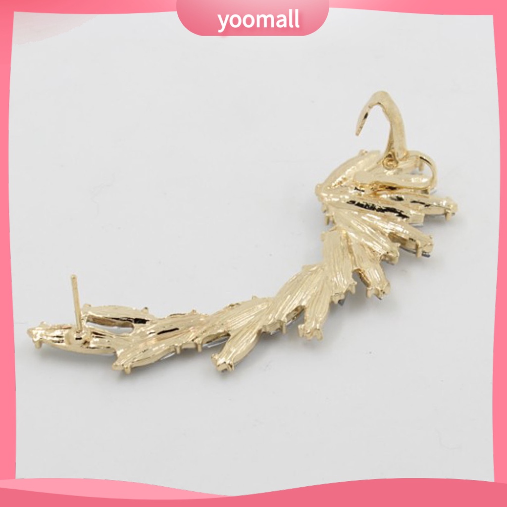 1 Khuyên Kẹp Vành Tai Hình Lá Đính Đá Lấp Lánh Phong Cách Boho