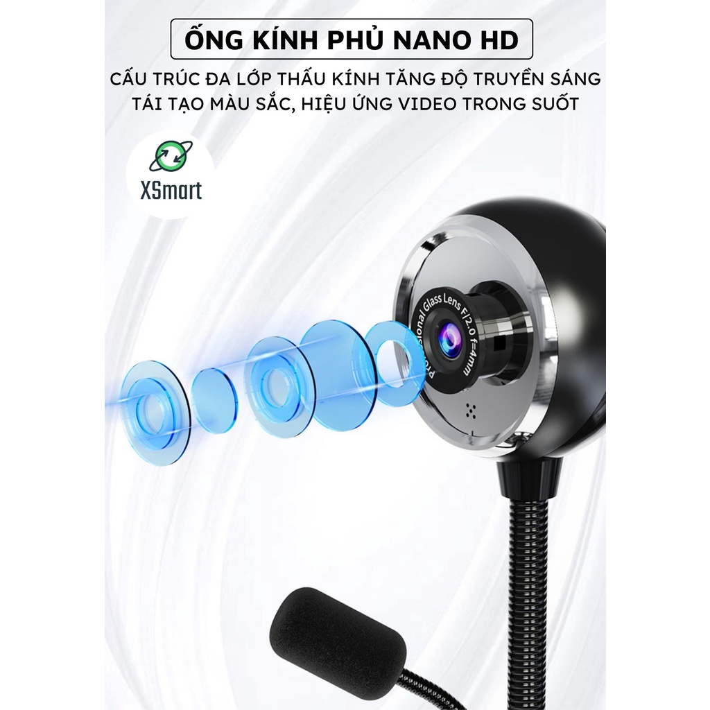 Webcam máy tính có mic xoay 360 A09 FULL HD NEW 2023 cao cấp dùng học tập, live camera trên pc laptop | BigBuy360 - bigbuy360.vn