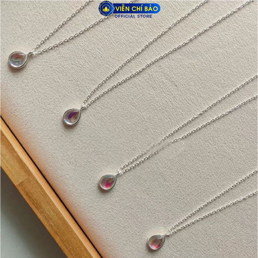 Dây chuyền giọt nước đá mặt trăng đơn giản chất liệu bạc 925 thời trang phụ kiện trang sức nữ Viễn Chí Bảo D400894