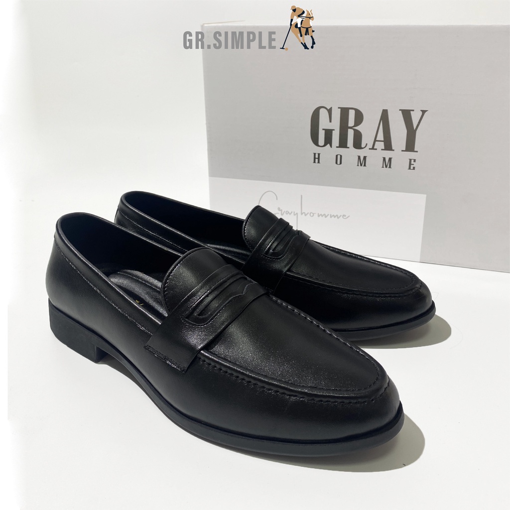 Giày tây Nam Loafer Da Bò bảo hành 24 Tháng, phom giầy ôm gọn, chính hãng Grayhomme ( GRSIMPLE - 002)