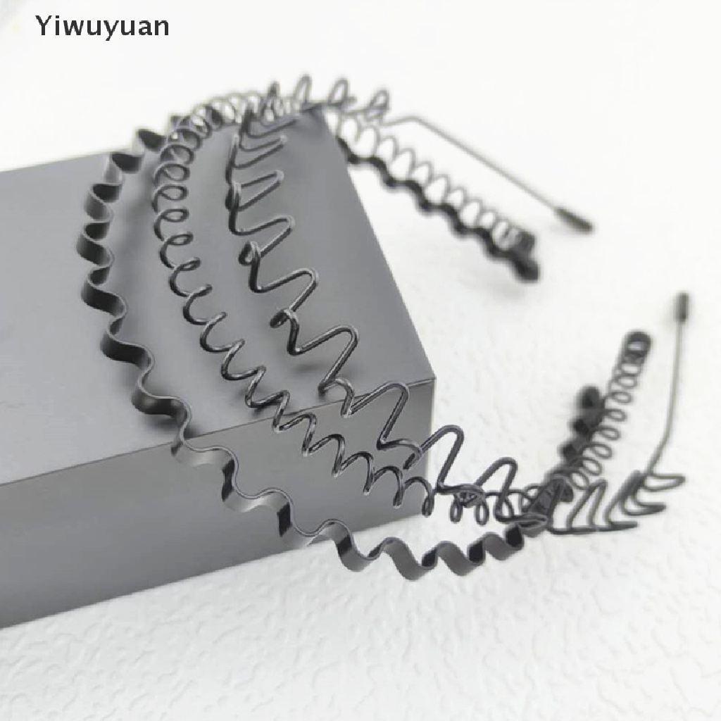 < Yiwuyuan > Băng Đô Cài Tóc Unisex Gợn Sóng Đàn Hồi Màu Đen Đơn Giản Không Trượt Cho Nam Và Nữ Giảm Giá