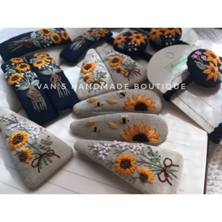 Kẹp tóc handmade thêu hoa hướng dương
