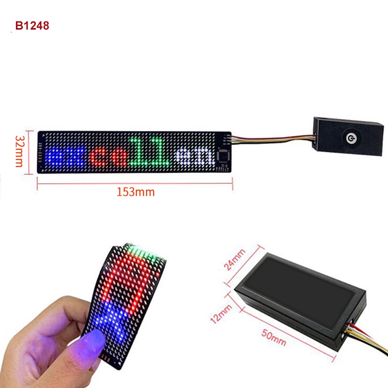 Màn Hình Led Ma Trận 12 * 48 Chấm Bi Bluetooth Linh Hoạt DIY Trang Trí Mũ Bảo Hiểm