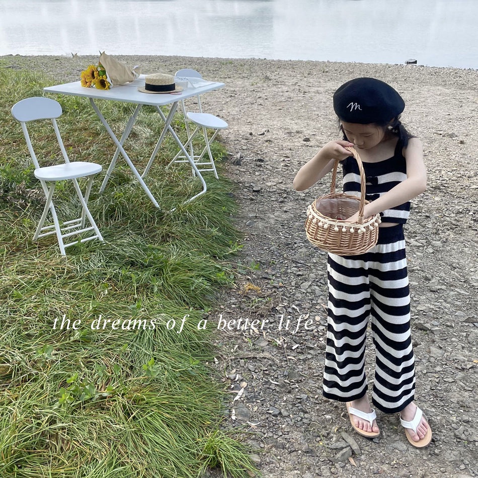 Set Áo Thun Tay Ngắn + Quần Ống Rộng Phong Cách Hàn Quốc Thời Trang Mùa Hè Cho Bé Gái