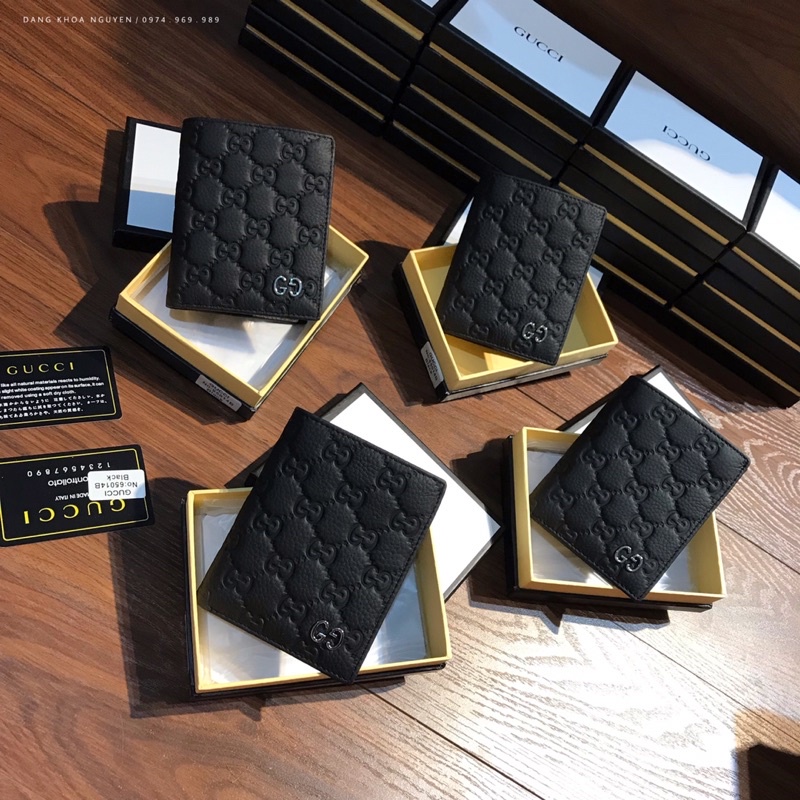 VÍ NAM GUCI DẬP VÂN DÁNG ĐỨNG HÀNG FULL HỘP DA THẬT CAO CẤP