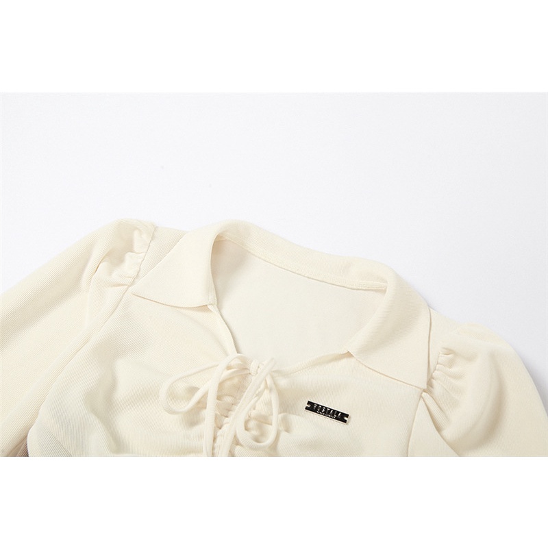 DUNEA Đầm Ôm Cổ Polo Phối Dây Rút Thời Trang Gợi Cảm Cho Nữ