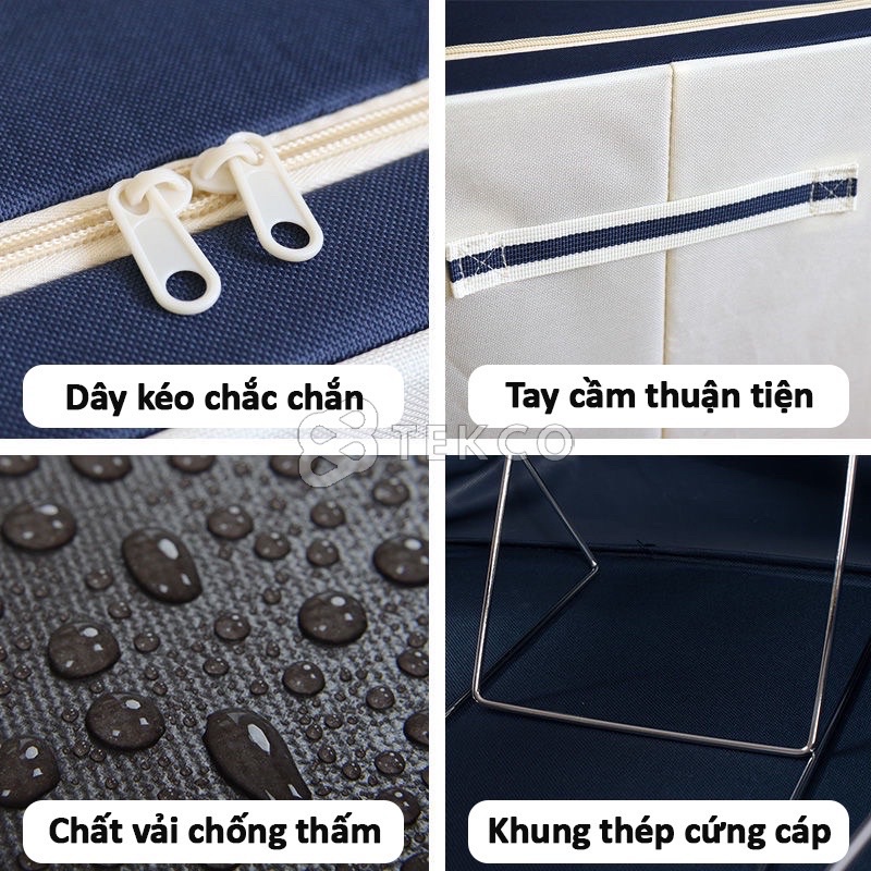 Túi Đựng Quần Áo, Chăn Màn, Mền Gối Khung Thép - Hộp Vải Đựng Đồ Đa Năng Chống Thấm Nước )