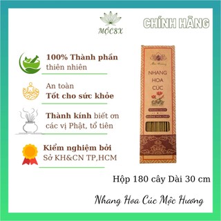 Nhang Hoa Cúc Sạch, An toàn Thiên Nhiên Mộc Hương 30 cm, 180 cây, Không gian nhỏ - Mộc8X