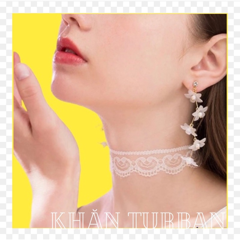 Vòng cổ ren trắng thời trang nữ xinh - Khanturban